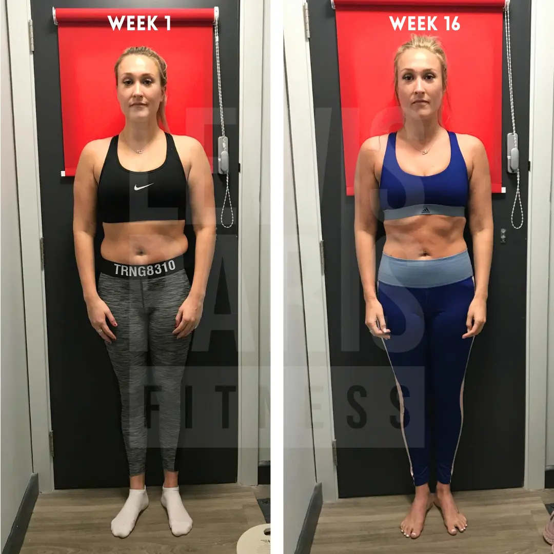 Woman's before and after: week 1 to week 16 with Lewis Paris Fitness